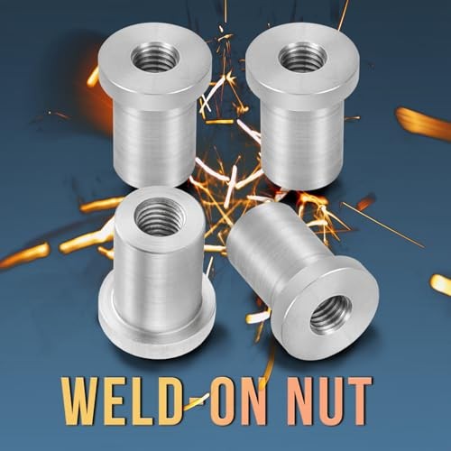 Weld-On Nut,Thread Long Threaded Stepped Bung Female Weld Nut 3/8"-16 4-Pack
