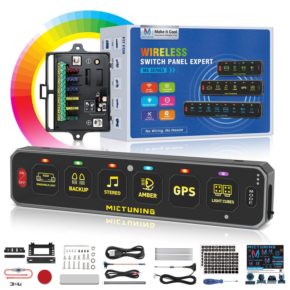 MS-Wireless 197FT RGB Switch Panel Toggle Momentary Circuit Relay Control System