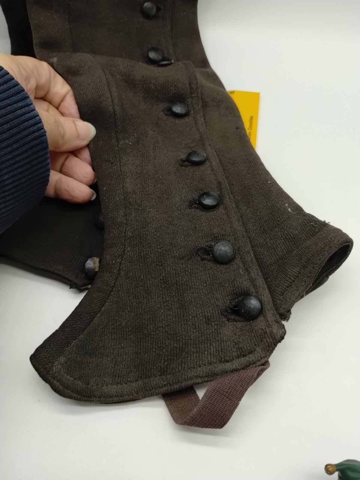 Pair Of Antique Vintage Victorian Wool Felt Brown Boot Spats