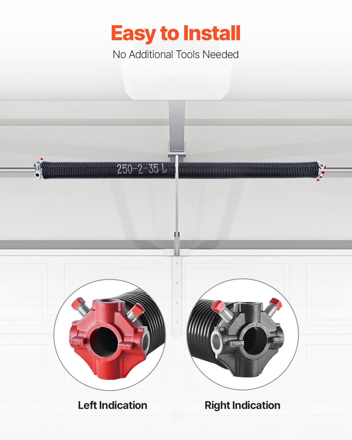 Garage Door Torsion Springs Pair of 0.250 x 2 x 35 inch with Winding Bars