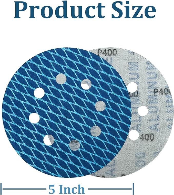 SATC 100PCS 5in 8-Hole Diamond Shape Sanding Disc Hook & Loop Sander 80-600 Grit