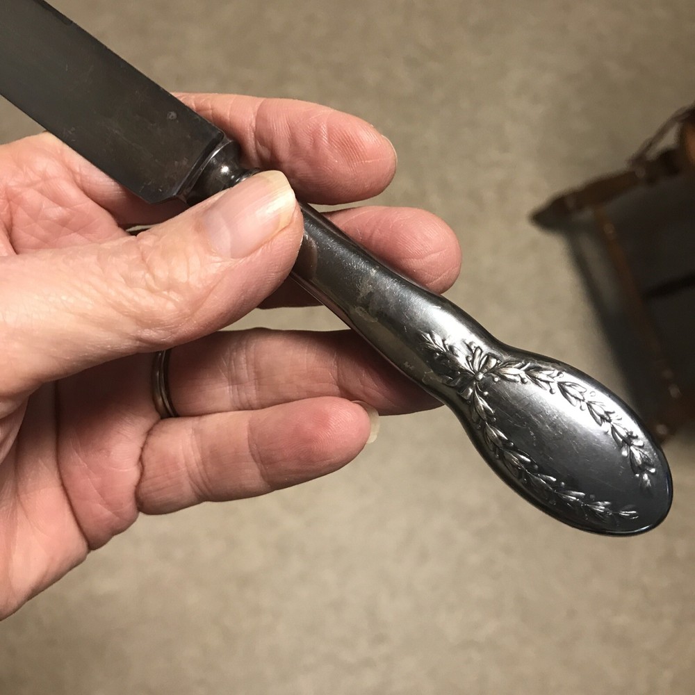 Alvin DIANA Dinner Knives 9" Silverplate Ex Monos 1910 Silverplate Flatware 12