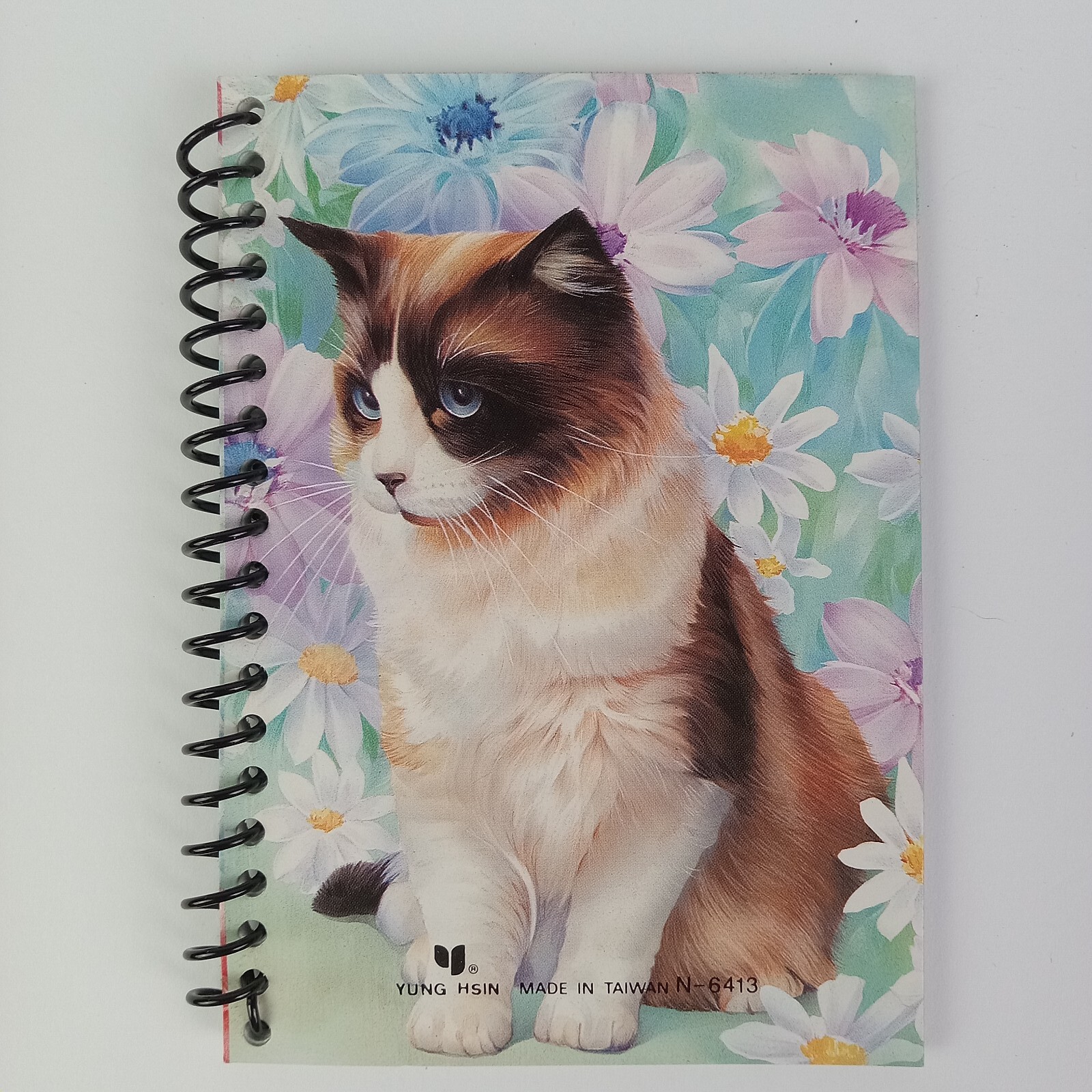 3 Vtg Cat Mini Notebooks Kitty Flowers 90s Lined Pages Spiral Yung Hsin READ