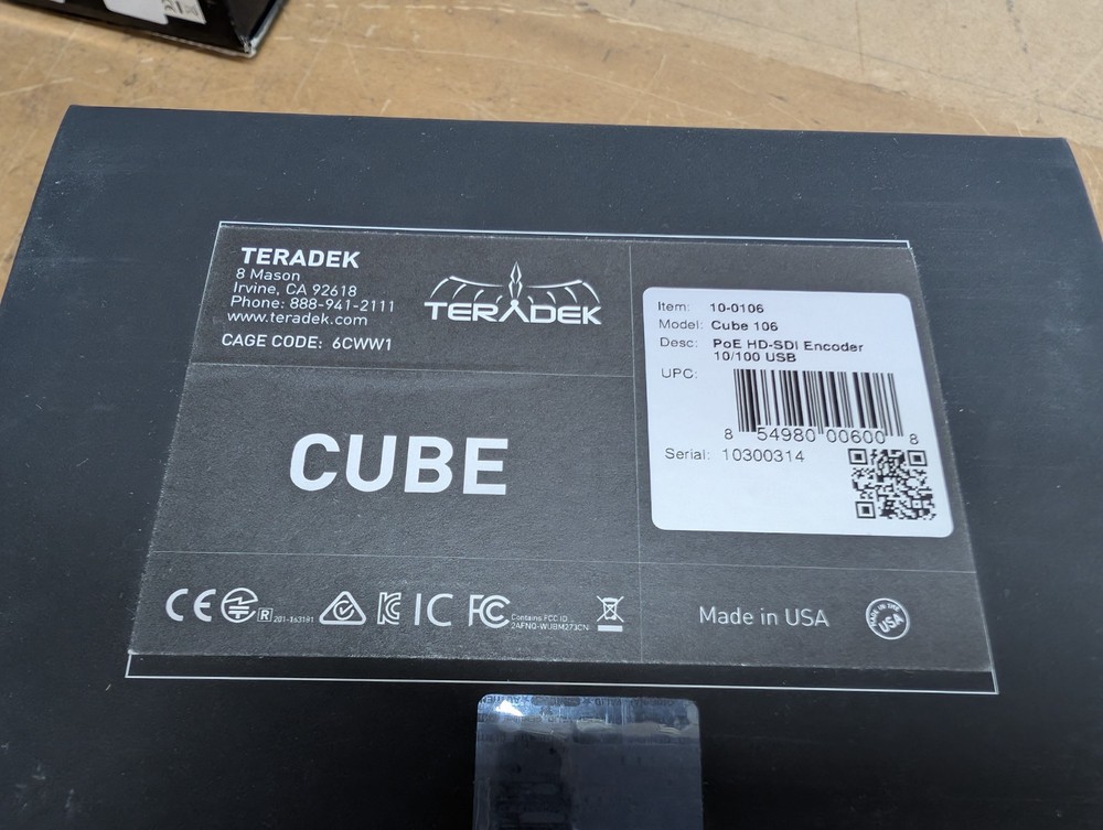 Teradek Cube 106 PoE HD-SDI Encoder 10/100 USB