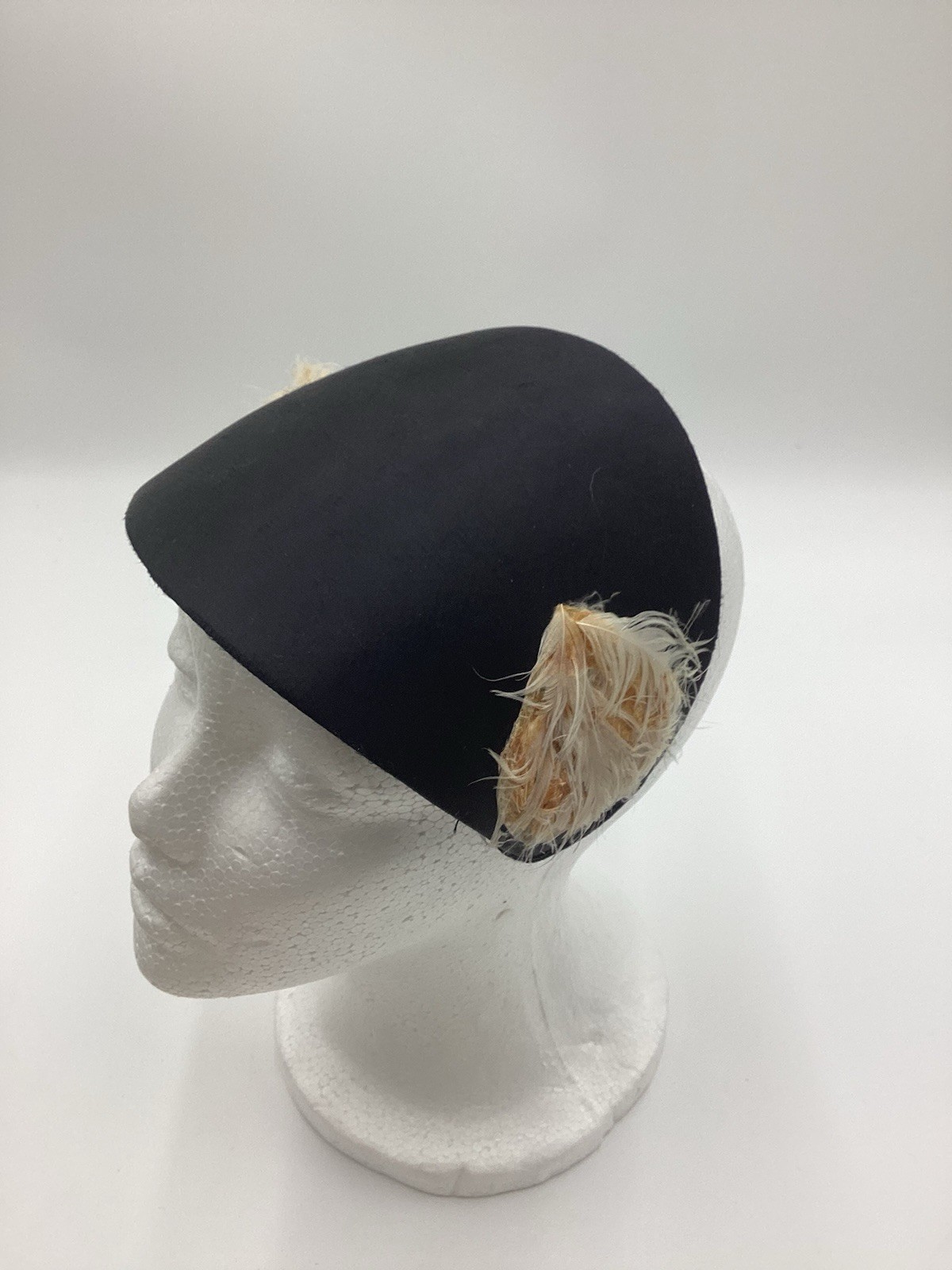 Vintage Style Black Avant Garde Hat-Textured Side Insets