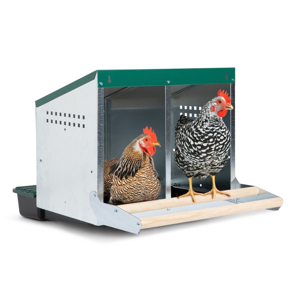 Homestead Essentials 2 Compartment Reverse Roll Out Chicken Nesting Box w/ Lids