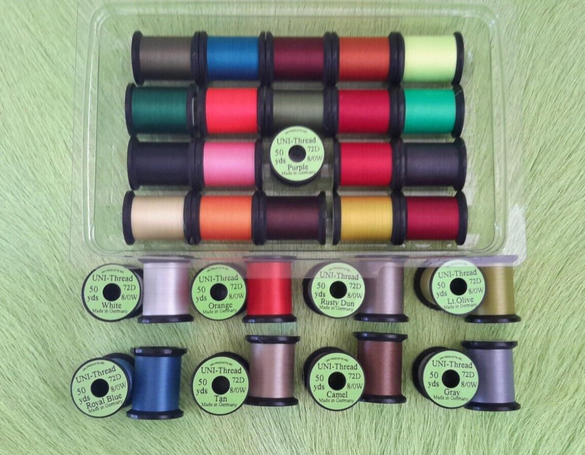 Fly Tying Thread Uni- thread (28) Spool Combo) Size 8/0 50 yard spools, 72 Den.