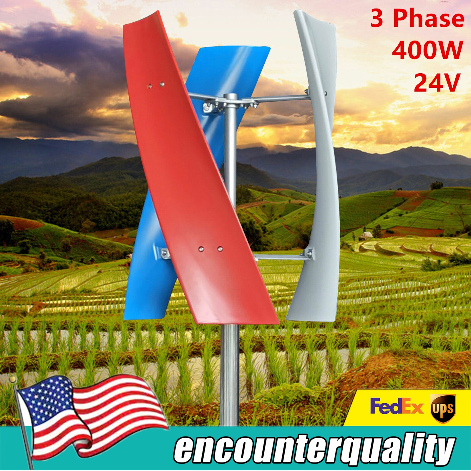24V 400W Wind Turbine Vertical 3 Phase Wind Power Generator Small Wind Turbines