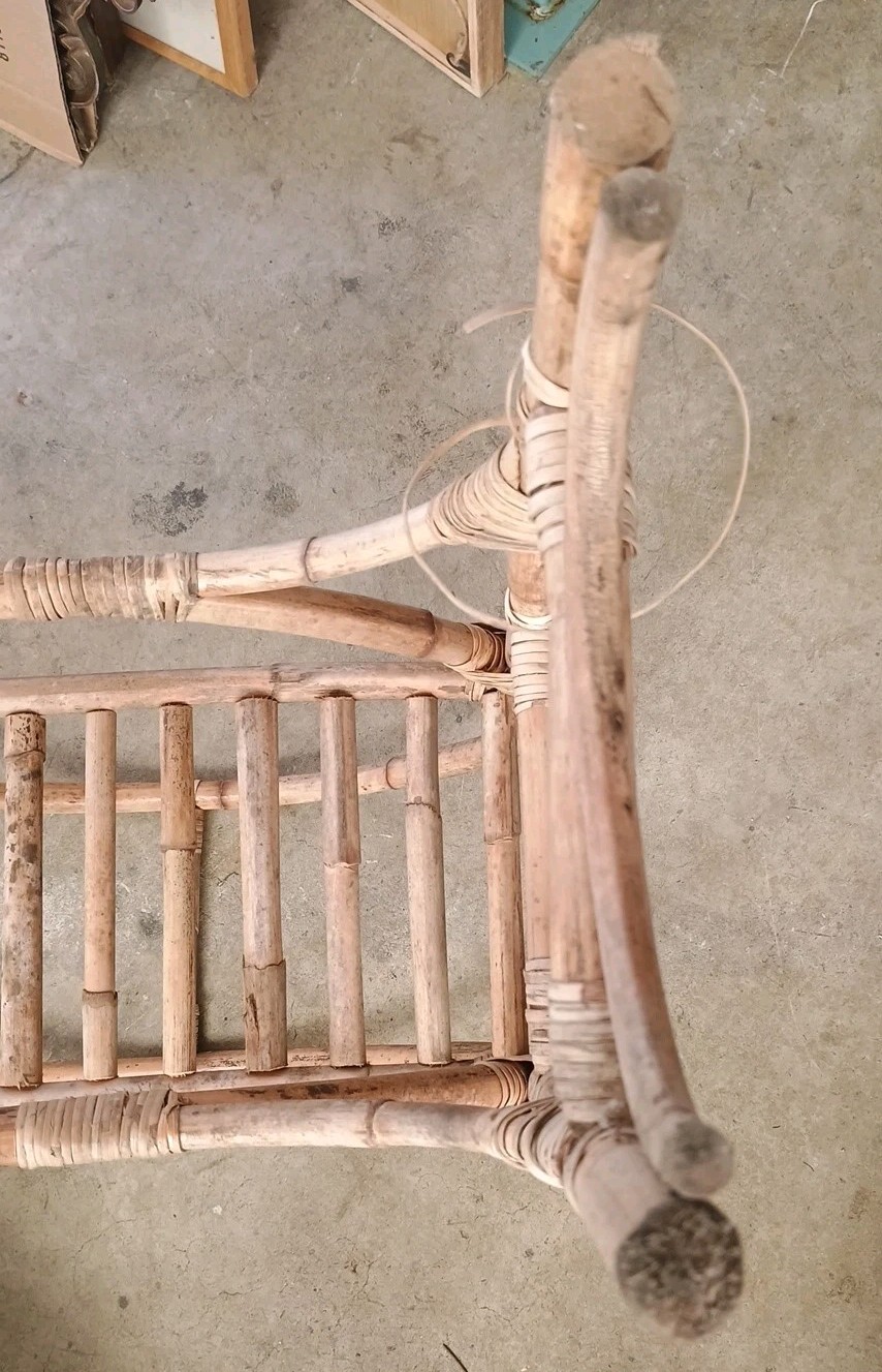 Vtg Mid Century Bamboo Shelf Unit Freestanding Circular Bookcase Etagere 35"x23"