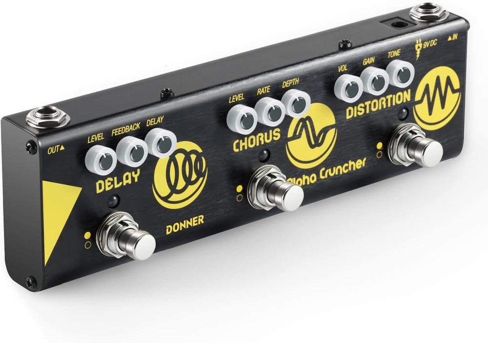 Donner Alpha Cruncher Distortion Delay Chorus Multi Effects Pedal With Adapter