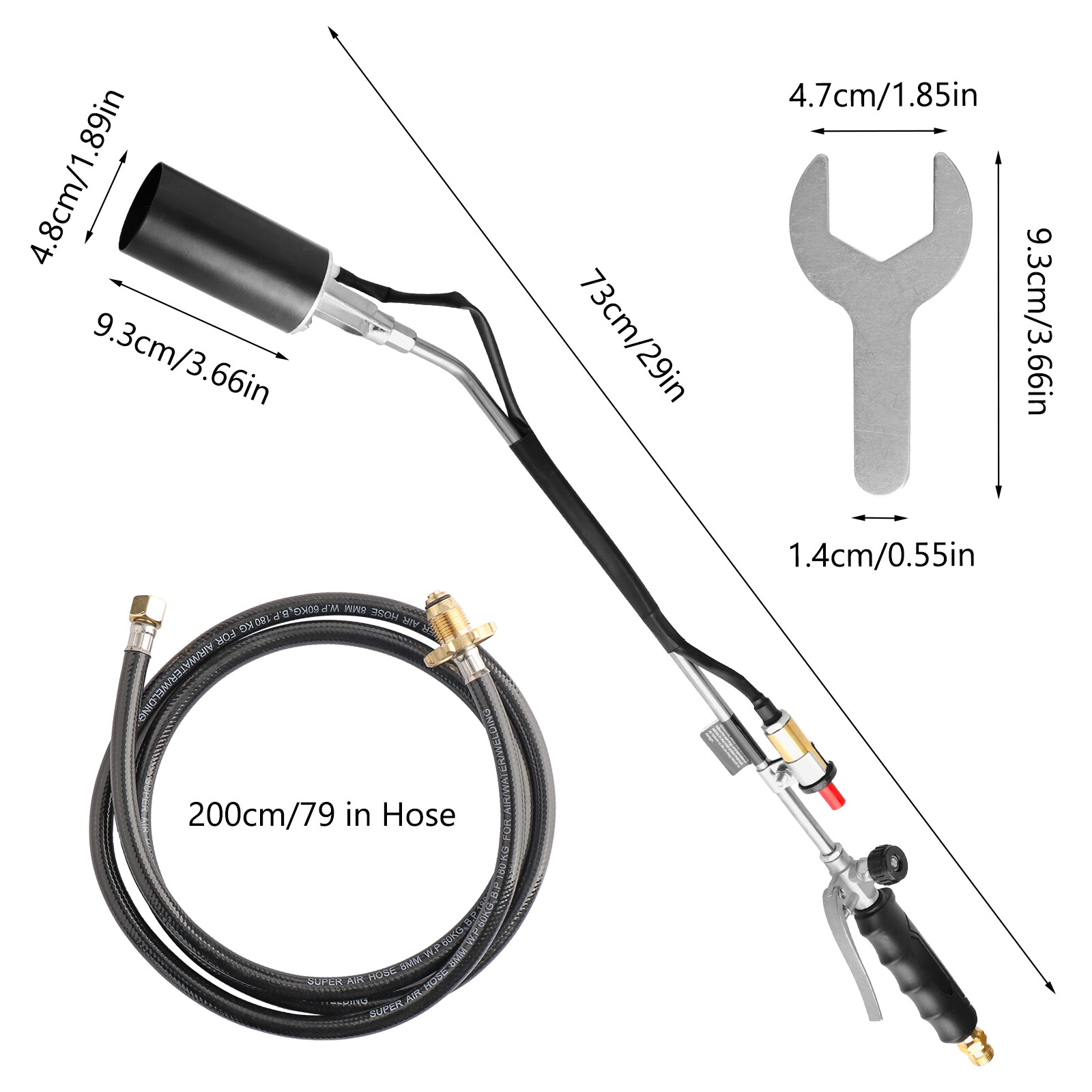 Portable Propane Torch Weed Burner Ice Snow Melter Outdoor Flame Thrower w/ Hose