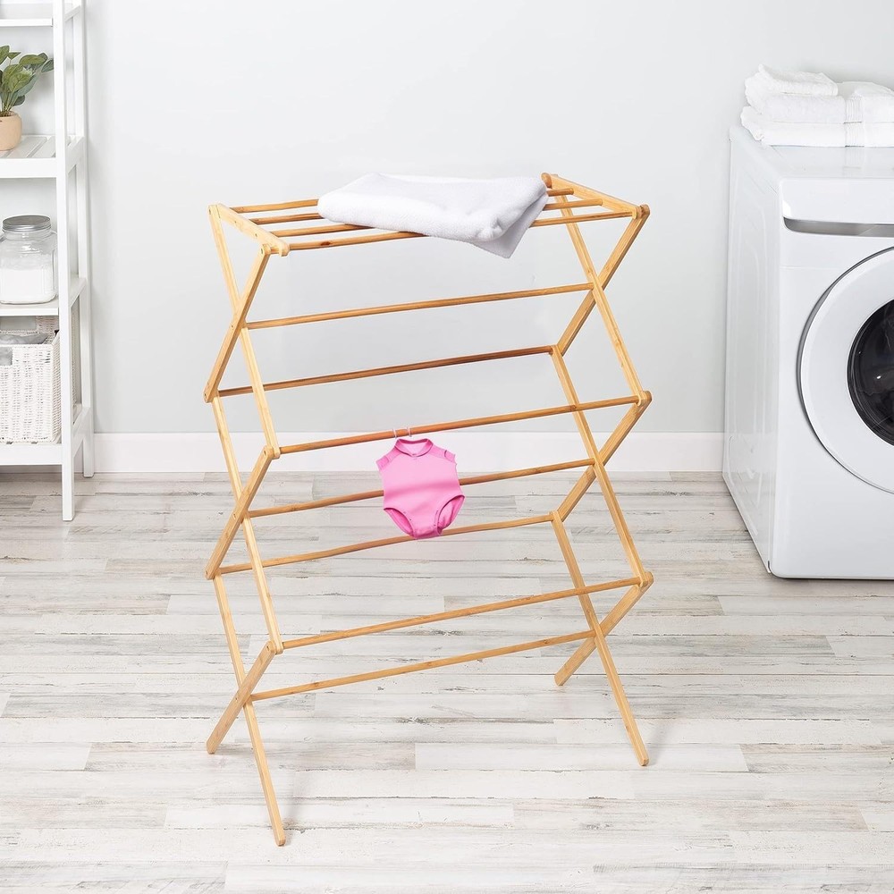 Bamboo Drying Rack - Foldable Drying Rack for Indoor/Outdoor Use