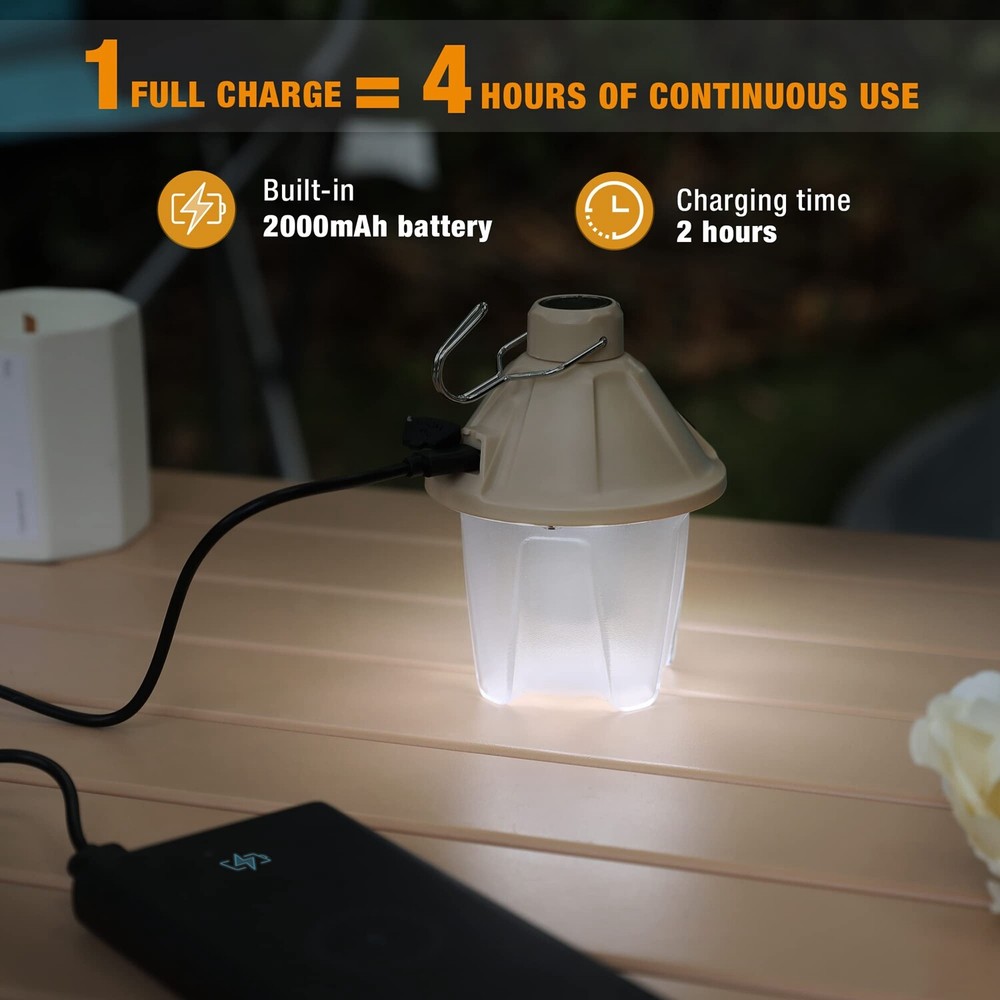 EverBrite 2PC 450LM Camping Lantern Rechargeable Camping Lantern 5 Lighting Mode