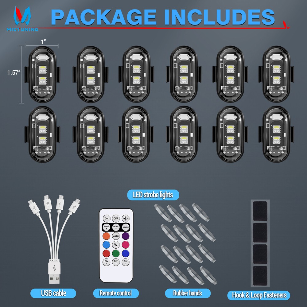 12Pod Wireless RGB LED Strobe Light Flash Lights Set Rechargeable Remote Control