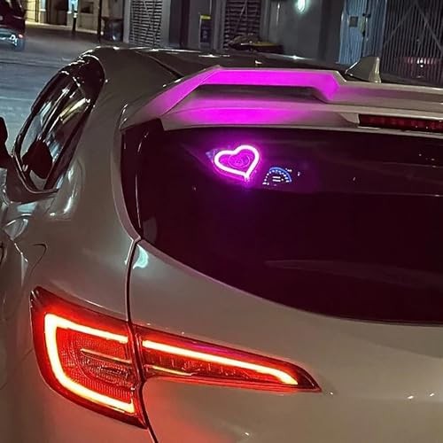 Car LED Ambient Light, Triangle or Back Window Light, Pink Heart Pattern