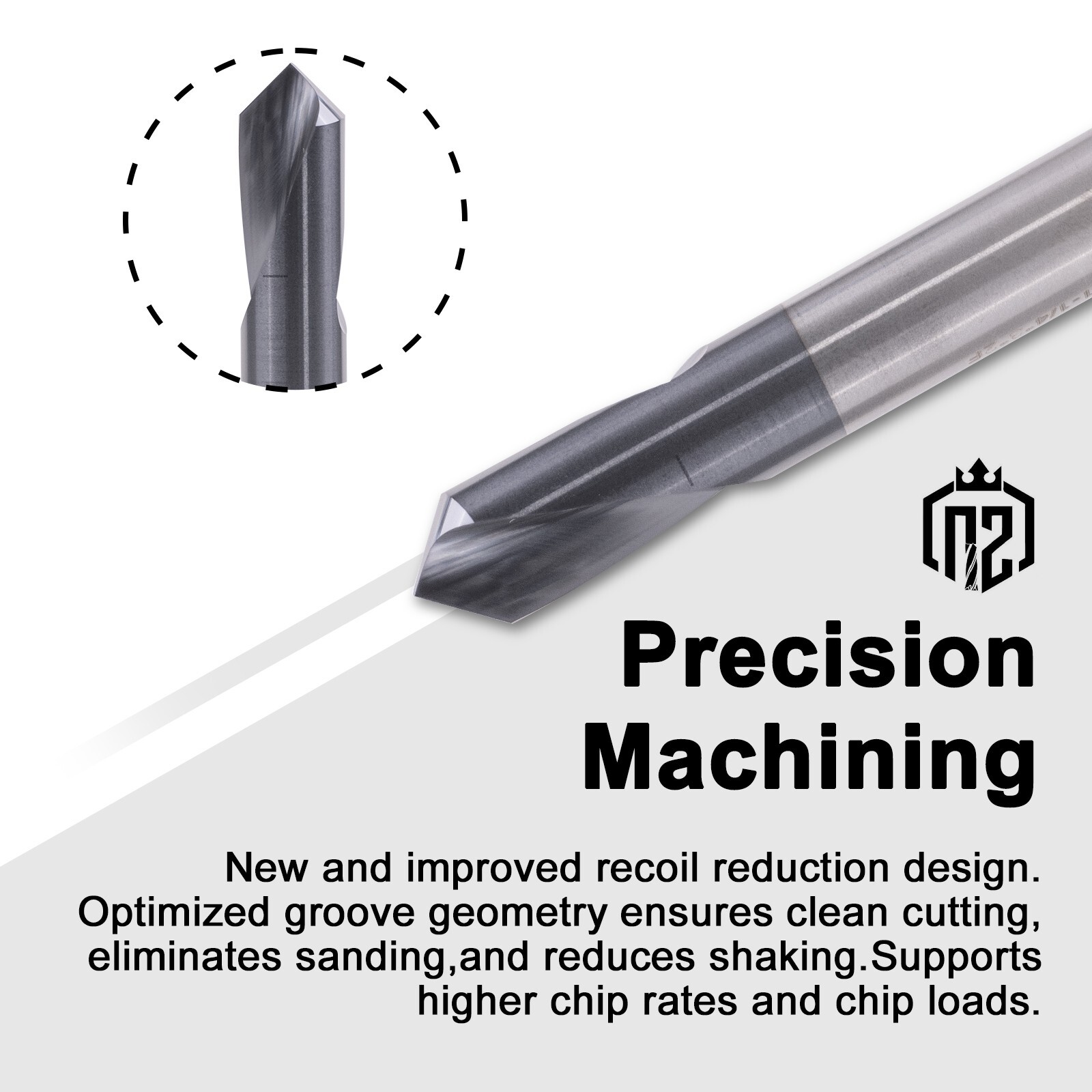 2PCS 2 Flute 1/2"x1-1/4"x3" 90 Degree Solid Carbide Spot Drill - AlTiN Coated