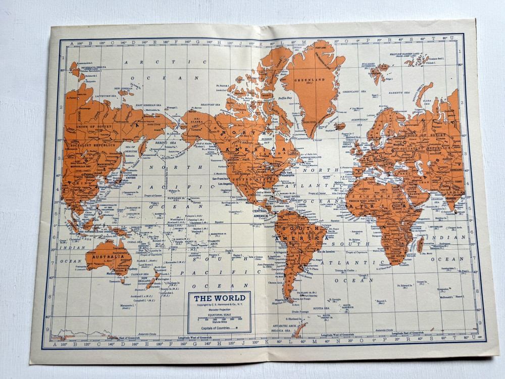 1942 Hammond's War Map The Pacific Ocean