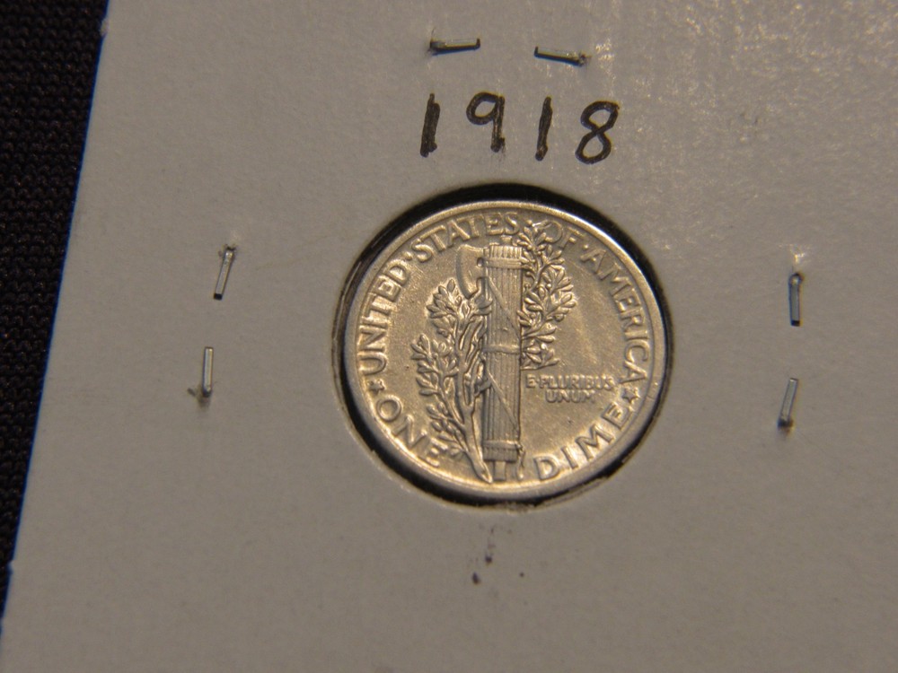 1918 Mercury dime in A.U. condition