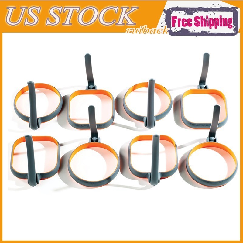 4" Egg & Pancake Ring Bundle Silicone Mold Cooking Tool Dishwasher Safe Gadget