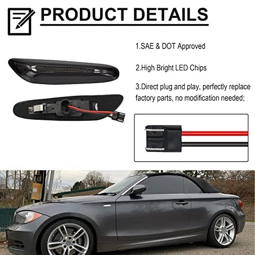 Front Sequential LED Side Marker Light Replacement For 2003-2013 E60/E61