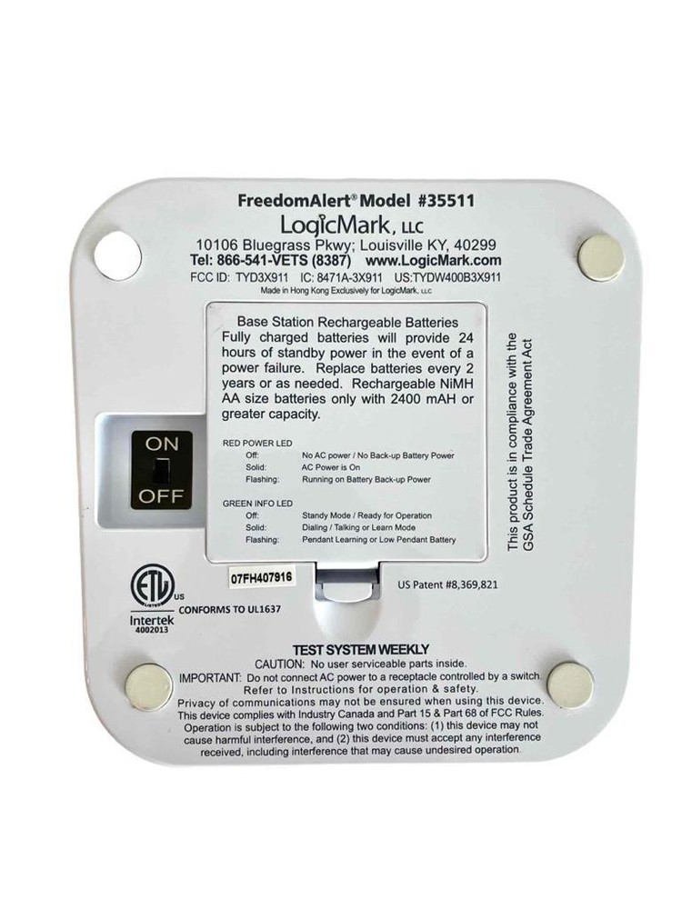 LogicMark FREEDOM ALERT Replacement Base Station Unit 35514 - No AC Adapter
