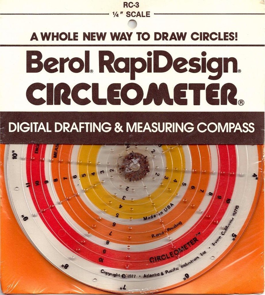 Berol Rapidesign Circleometer - Drafting Measuring Compass - 1/4" Scale RC-3 NOS