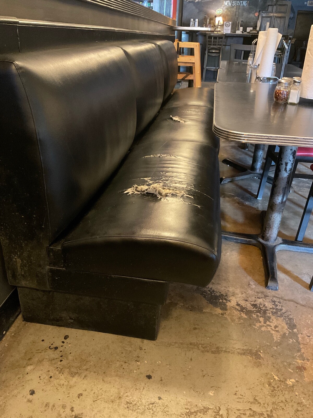 Restaurant Booth Seat Cover Repair - DIY STAPLE ON Custom Replacement Vinyl Top