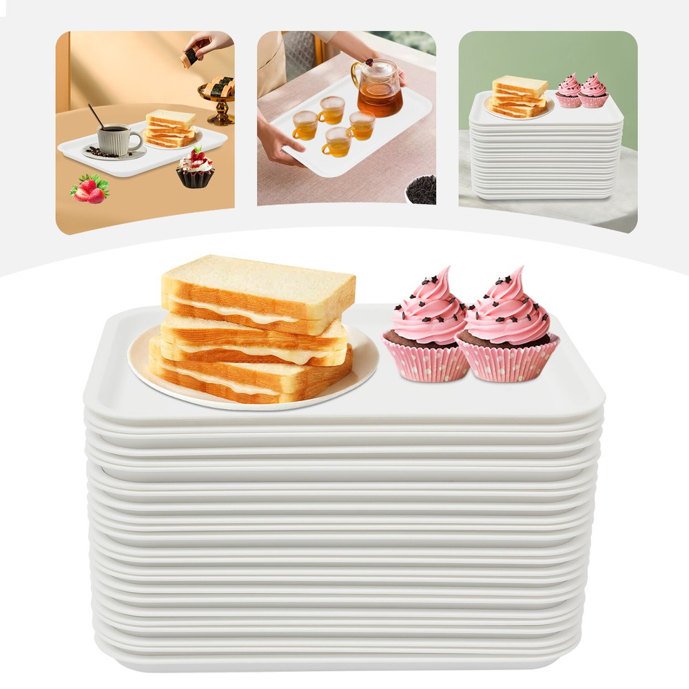 13.39*9.45 in Fast Food Tray, Reusable Multi-Purpose Serving Tray White