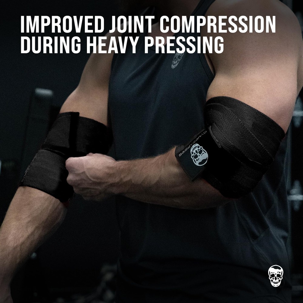 Weightlifting Elbow Wraps (1 Pair) - Flexible 40'' Elbow Compression Strap & ...