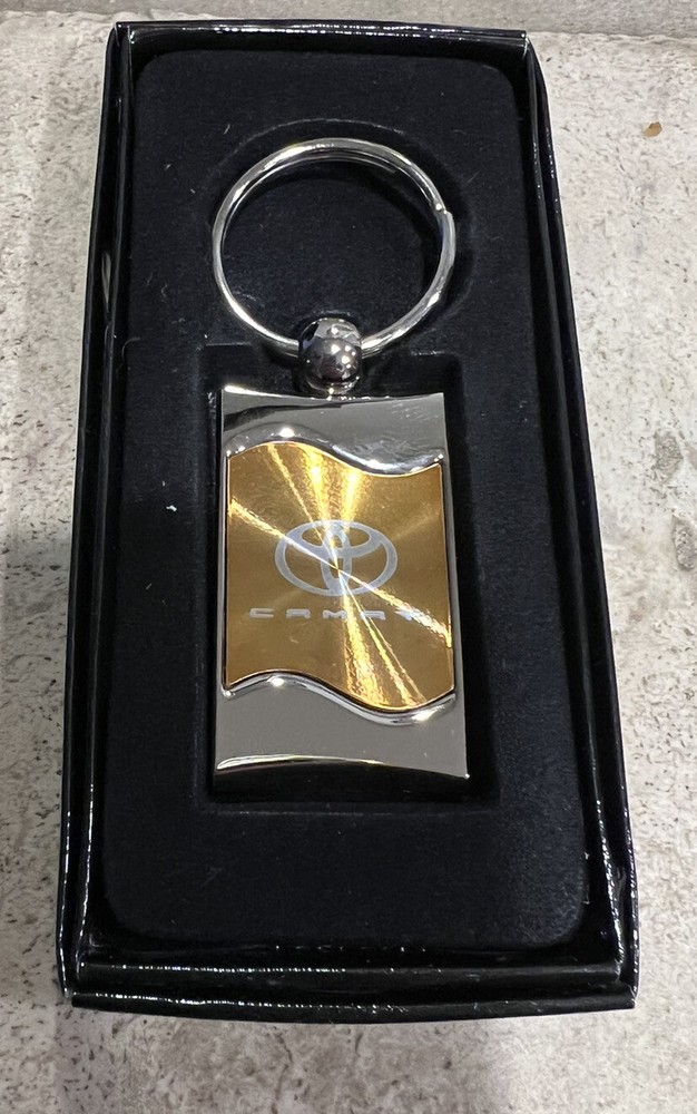 Toyota Camry Authentic Rectangular Wave Key Fob Ring Gold Official Licensed