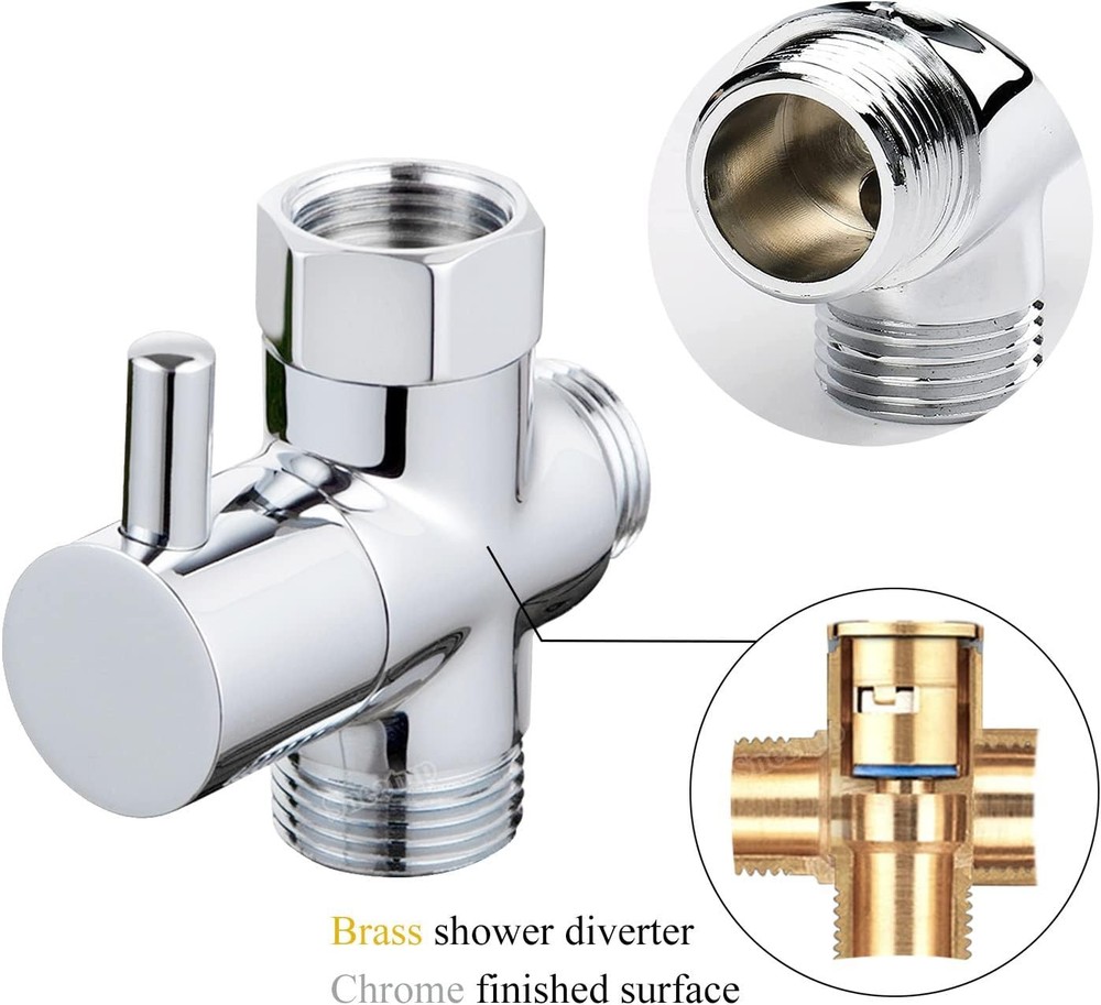 Solid Brass 3-way G1/2 Shower Diverter Chrome Plating