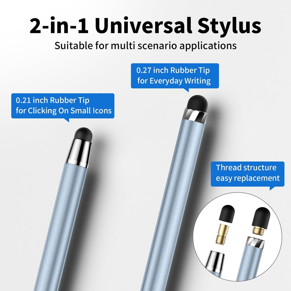 2-in-1 Stylus Pen for iPad iPhone Android Tablets 5-Pack