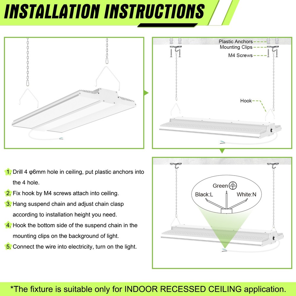 150 Watts LED Linear High Bay Light Warehouse Workshop Lighting 5000K Daylight