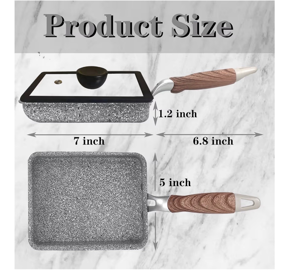 9Pcs Tamagoyaki Pan Set, Japanese Omelette Pan Nonstick with Lid, Square Japanes