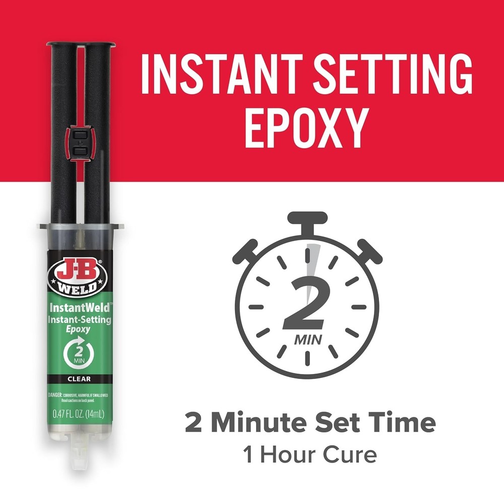 J-B Weld InstantWeld: 2 Pack 14ml Clear Epoxy - Strong Bond, Quick Application