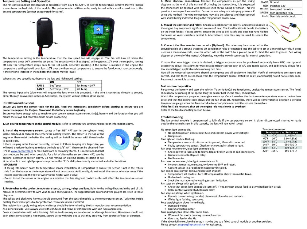 HPC Electronic Radiator Fan Controller - Control Module with Sensor (102001)