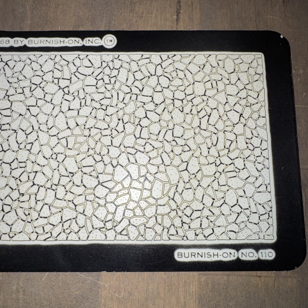 1968 Vintage BURNISH-ON Texture Template Plates for Drafting Random Rubble