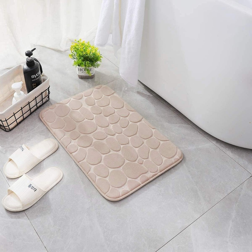 YIHOUSE Memory Foam Bath Mat 1'5 x 2' (Rectangular), Khaki