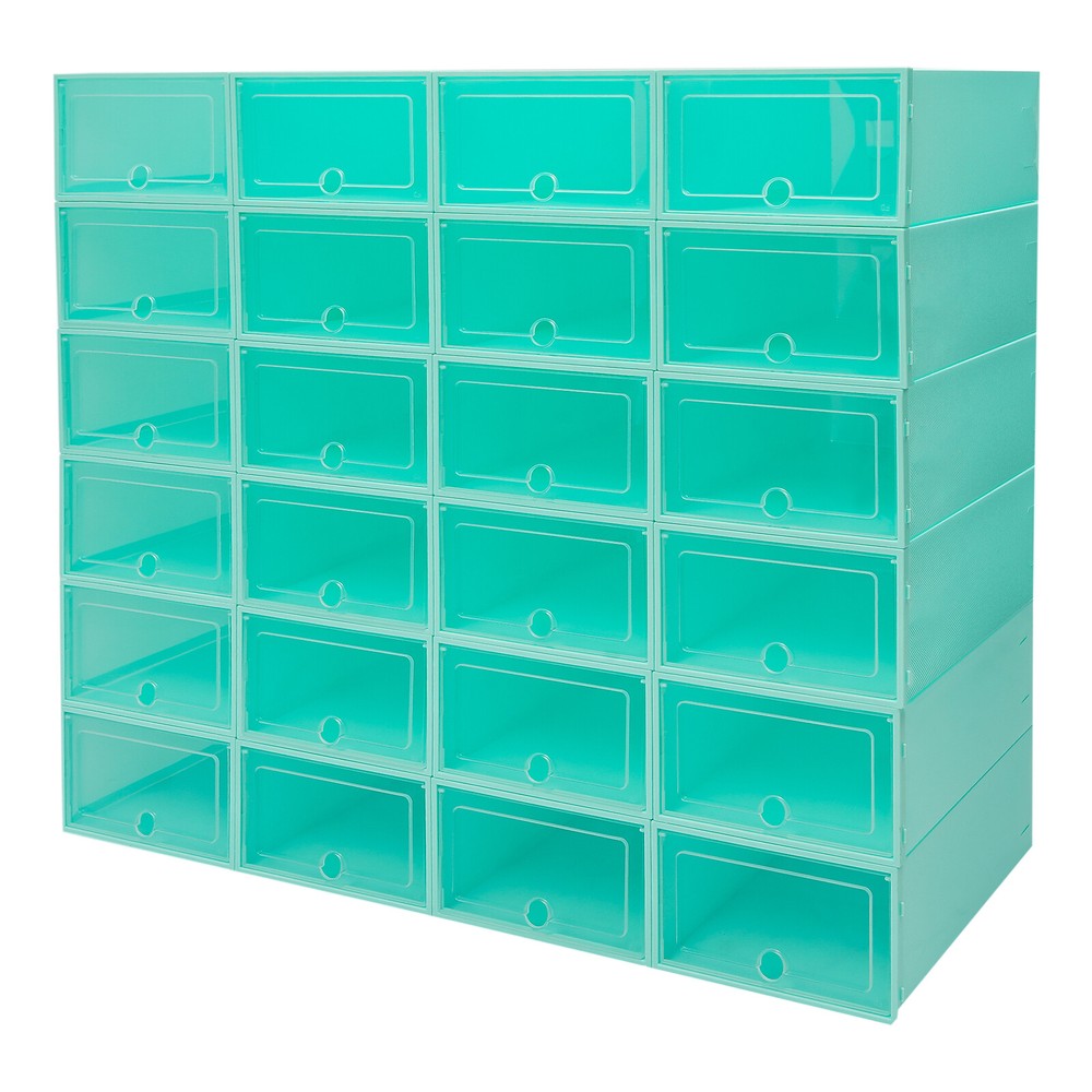 24 Pack Shoe Storage Boxes, Stackable Shoe Boxes, Shoe Storage Organizer NEW