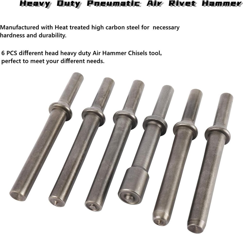 7Pcs Pneumatic Air Rivet Hammer Chisel Bits Set Spring Shank Smoothing Tool