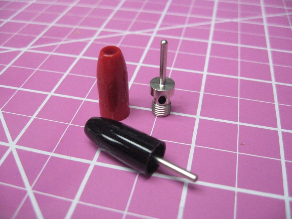 Johnson Cinch - Pin Tip Plug - .080"/2mm Diameter - 1 Pair Red/Black