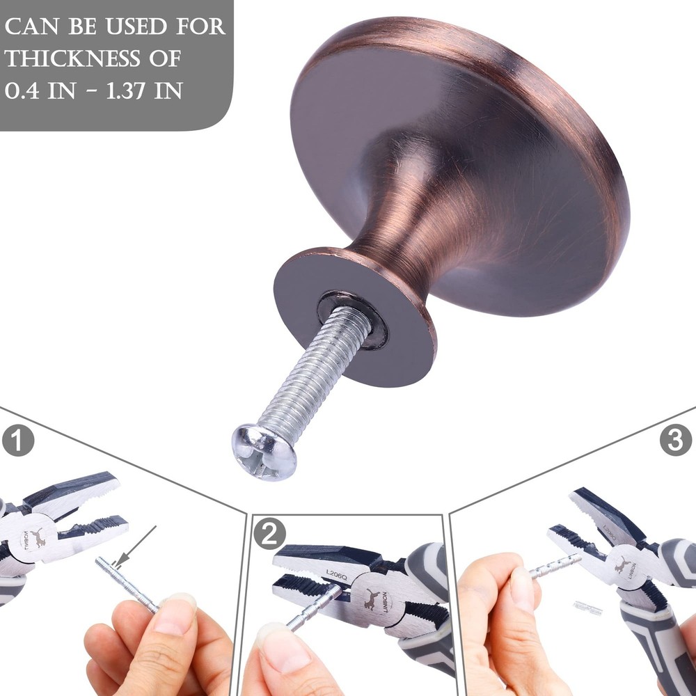 2 Pack Round Shape Drawer Pulls Red Bronze Stylish Kitchen Cabinet Vintage Br...