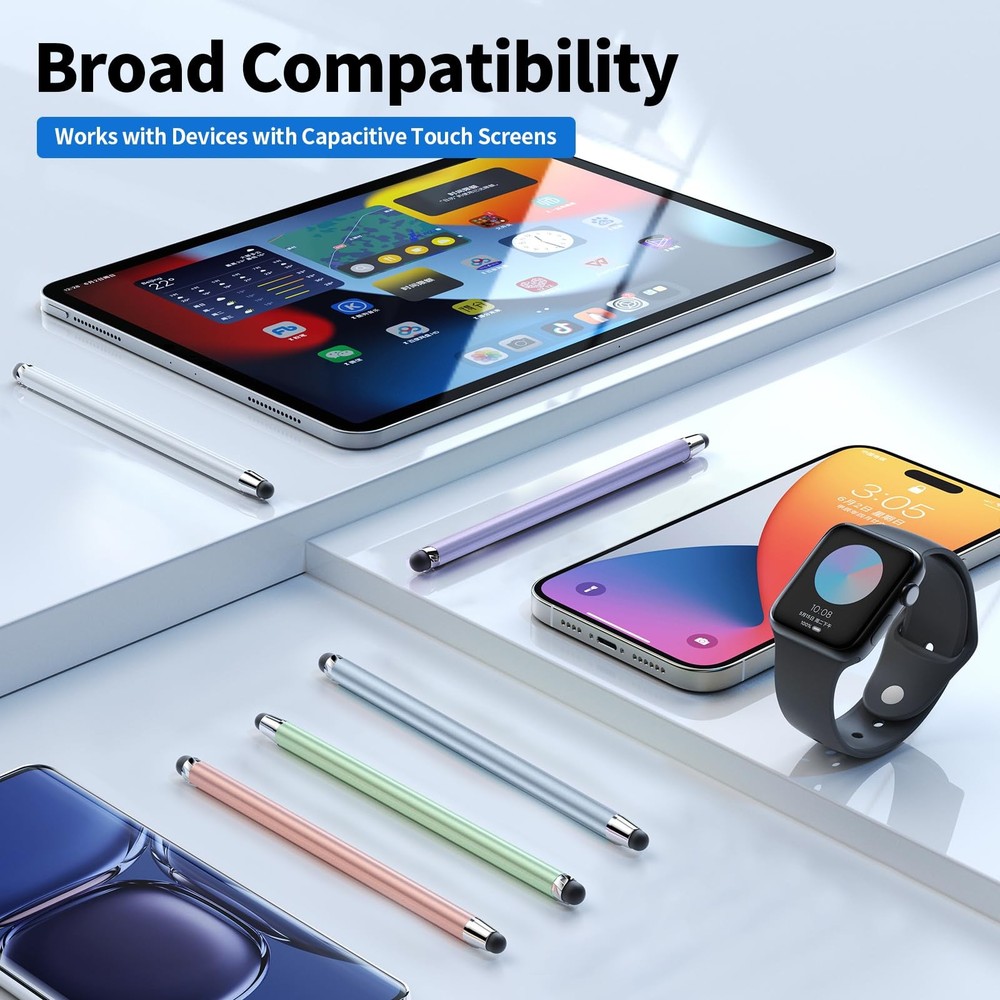 2-in-1 Stylus Pen for iPad iPhone Android Tablets 5-Pack