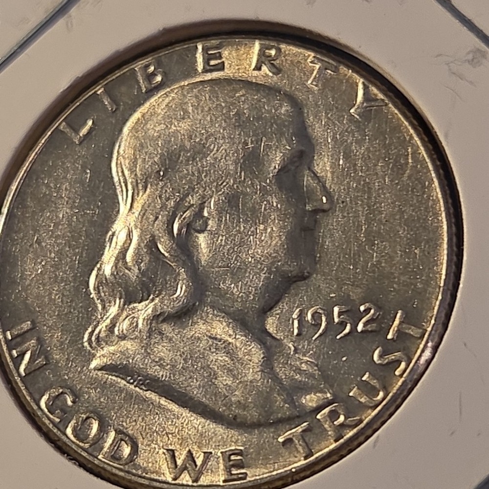 1952 Franklin Silver Half Dollar In About Uncirculated Condition
