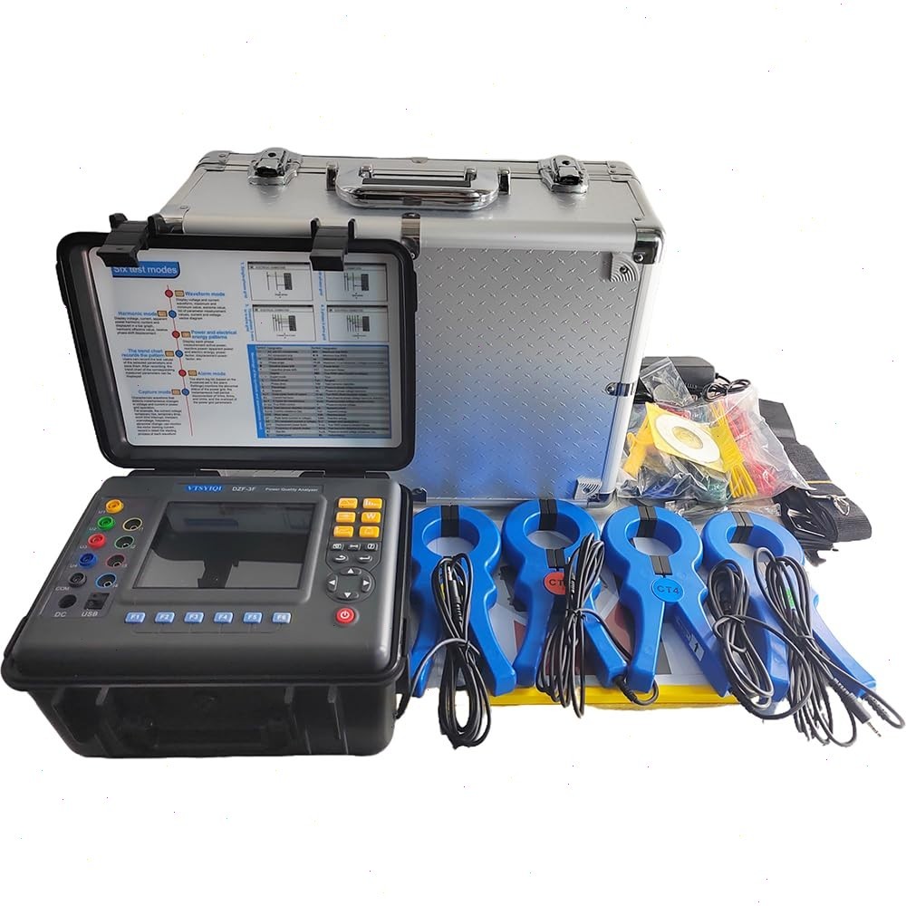 3-Phase Power Quality Analyser with 4 PCS Circle Current Clamp 1.0A-1000A