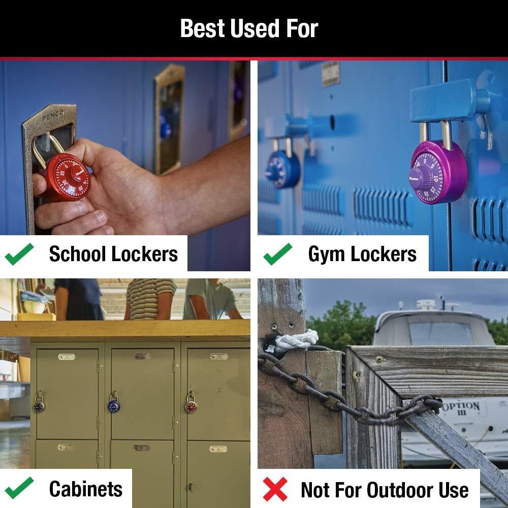 Master Lock 1530DCM Combination Padlock – Locker Lock, 1 Pack, Assorted Colors