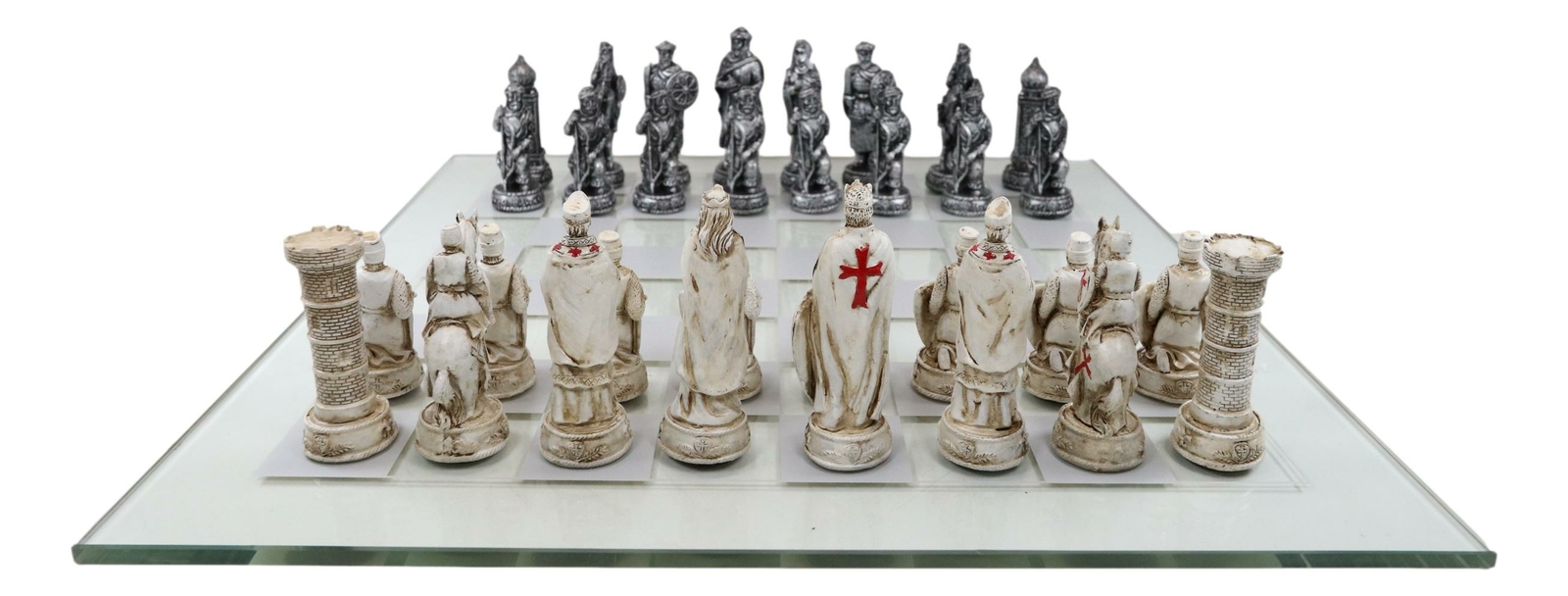 Ebros Crusader Christian Kingdom VS Ottoman Empire Chess Pieces Glass Board Set