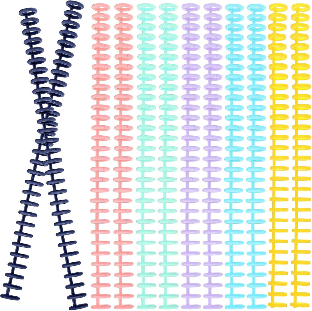 Comb Binding Spines: 12Pcs Assorted Color Plastic Spiral Binding Coils, 30 Ri...