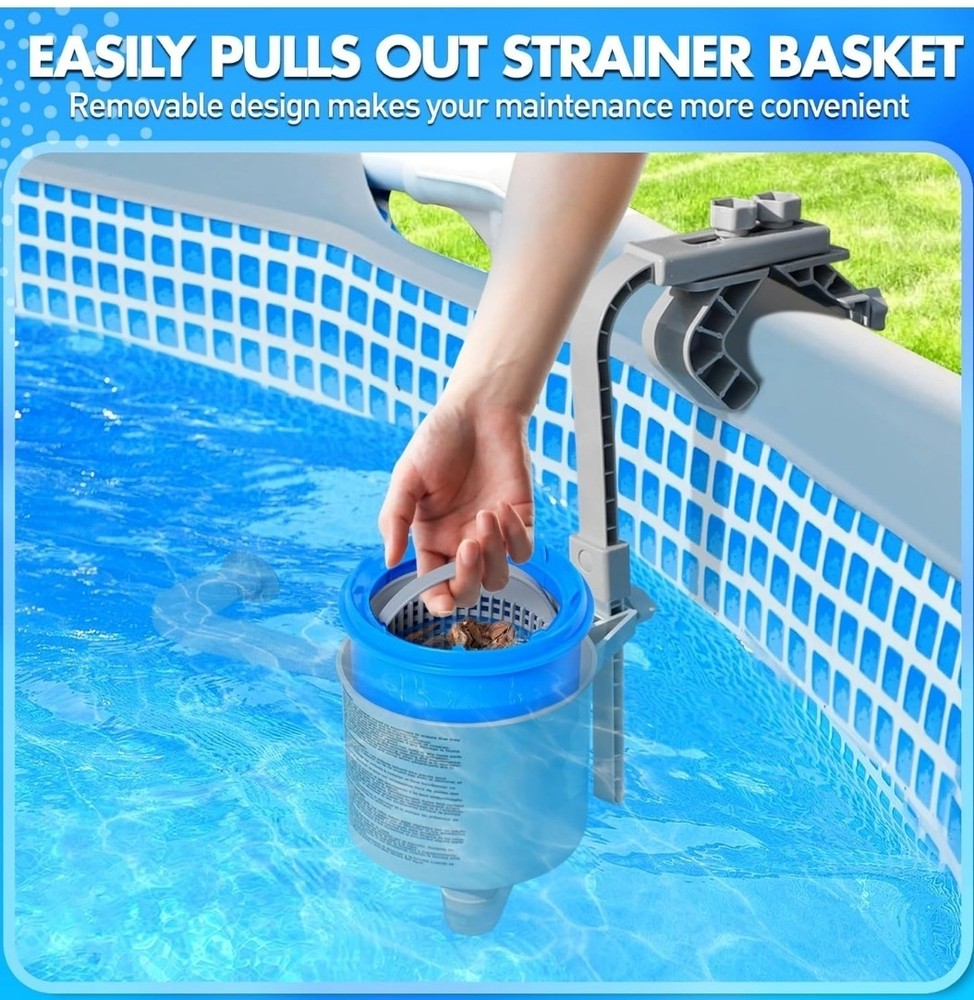 Above Ground Pool Skimmer Comes with 3 Skimmer Socks | Height-Adjustable Wall...