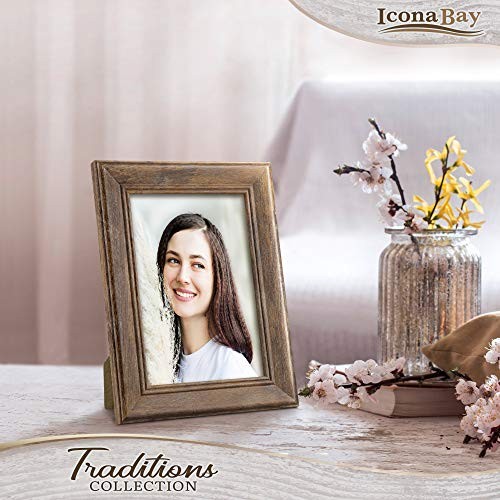 - Chestnut Brown Picture Frame - Rustic Wood Pattern - Lightly 5x7 1